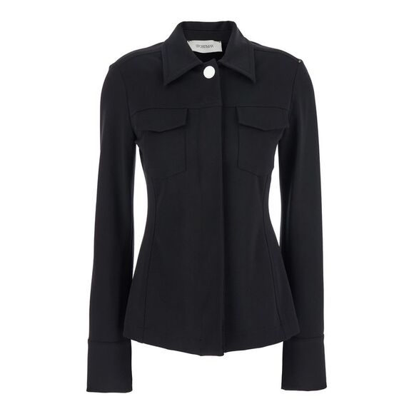 Sportmax 'Wells' Black Jacket With Classic Collar In Viscose Blend Stretch Woman